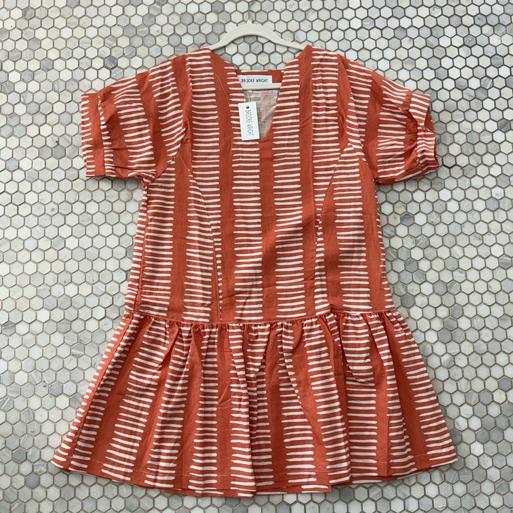 NWT Brooke Wright Orange Tick Dress | Size Large